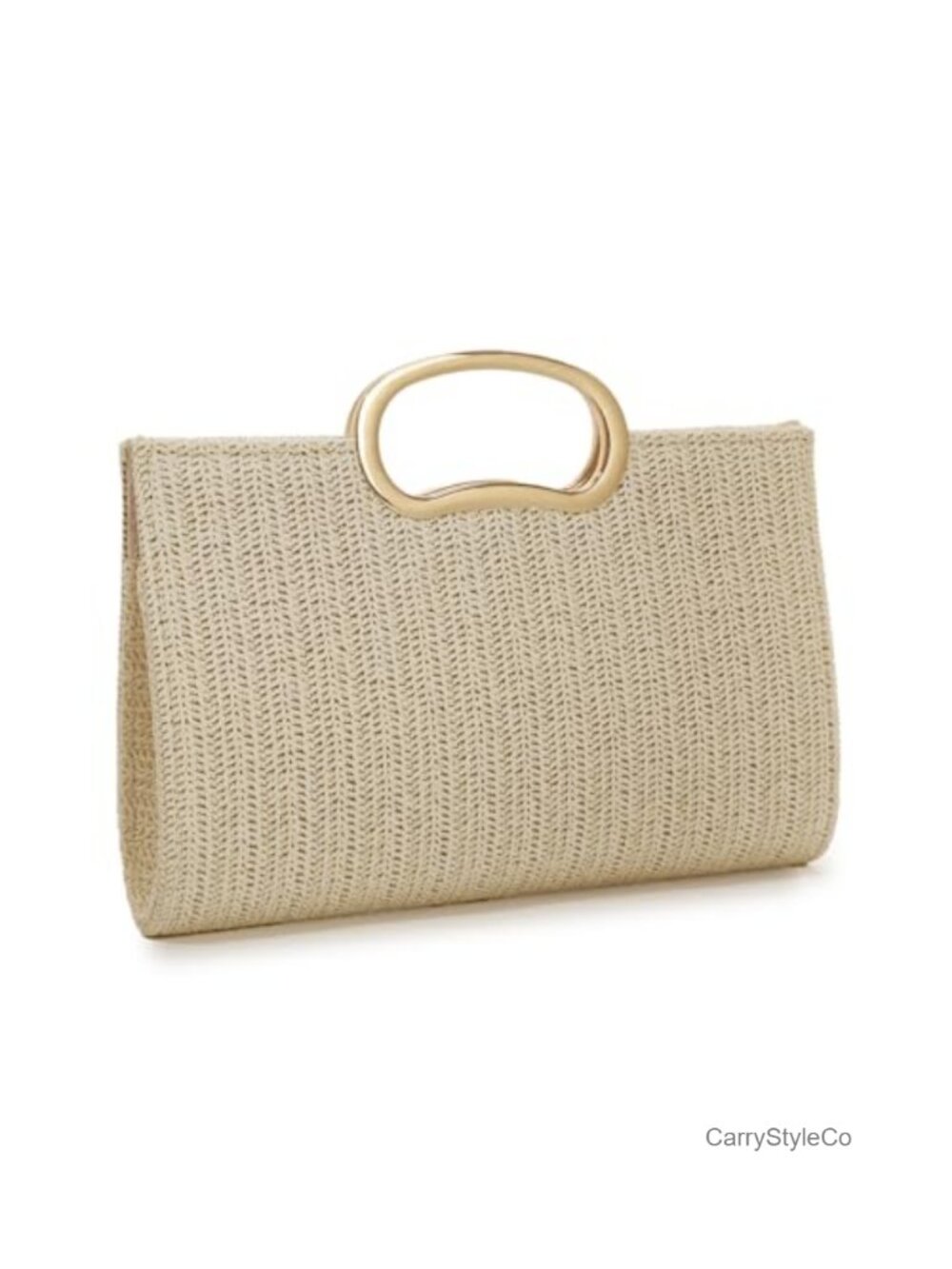 Woven Straw Raffia Clutch Top Handle Evening Bag Summer Beach Wedding Purse